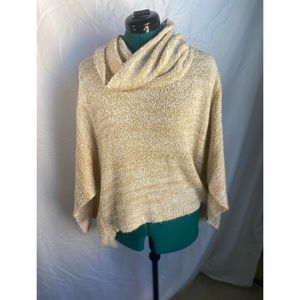 Large Beige Short Sleeve Turtle Neck
